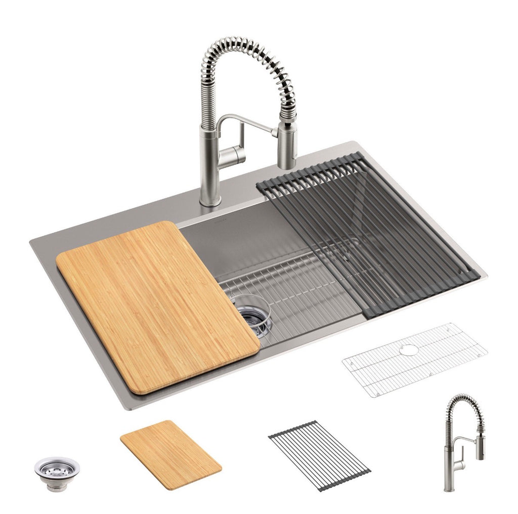 Brand New Kohler Provo 33" Dual Mount Single-bowl Workstation Kitchen Sink Kit