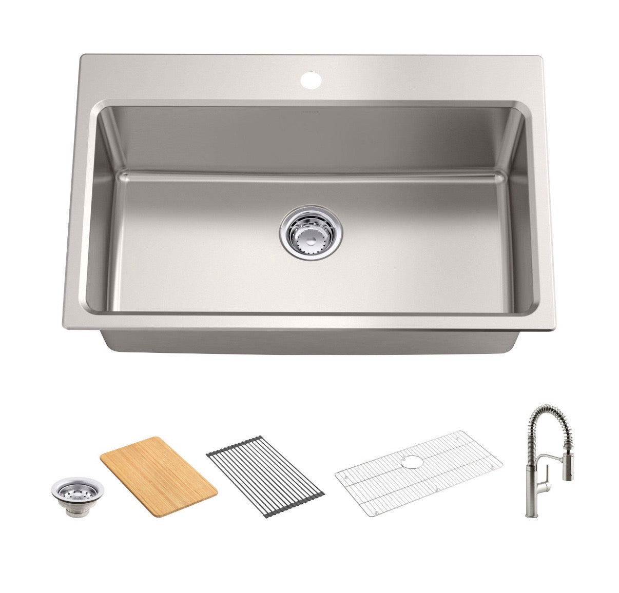 Brand New Kohler Provo 33" Dual Mount Single-bowl Workstation Kitchen Sink Kit