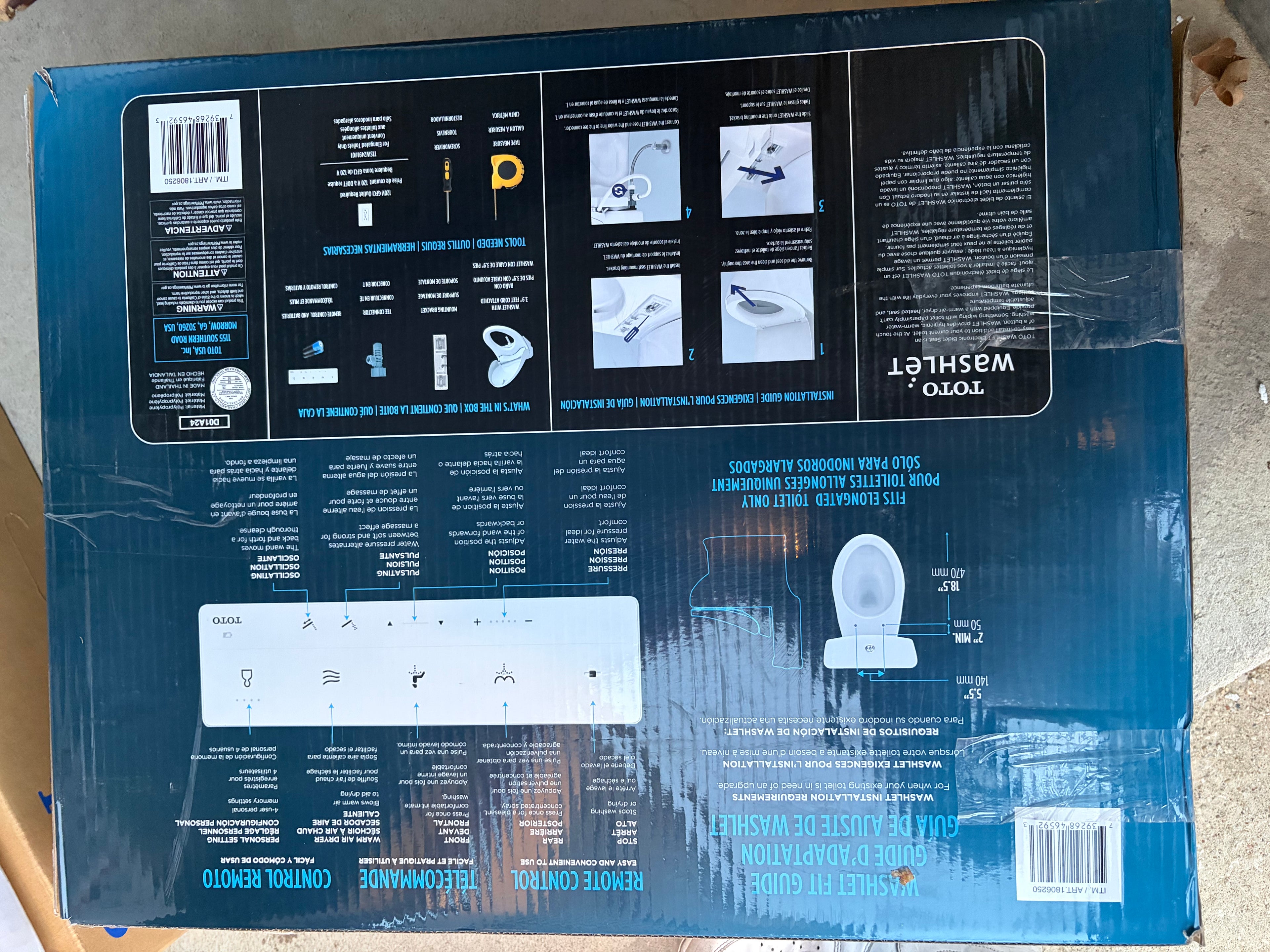 (Open box -like new )TOTO Washlet Elongated Bidet Seat with SoftClose Lid