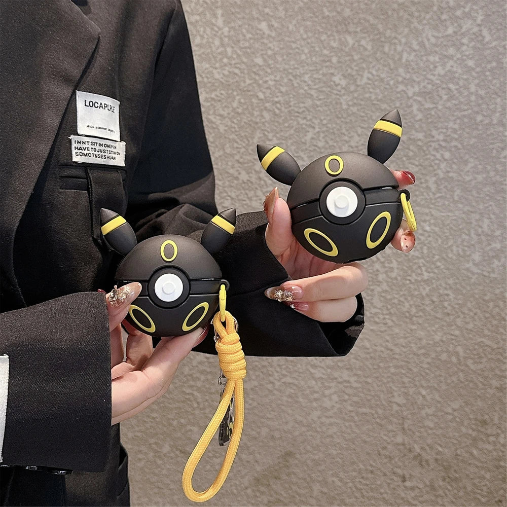 Pocket Monsters Pokemon 3D Umbreon Poké Ball Earphone Case For Airpods 3 4 Pro 3 2 Wireless Bluetooth Headset Protective Cover
