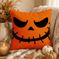 2pc Halloween Jack O Lantern Face Throw Pillow Cover 2D Double-Side Print Polyester Cushion Case, for Sofa Living Room Spooky Pa