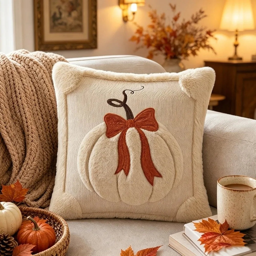 New Halloween Style Throw Pillow Cover Pumpkin Tufted (2psc18*18 in )Cushion Cover Embroidered Pillow Covers Fall Decor