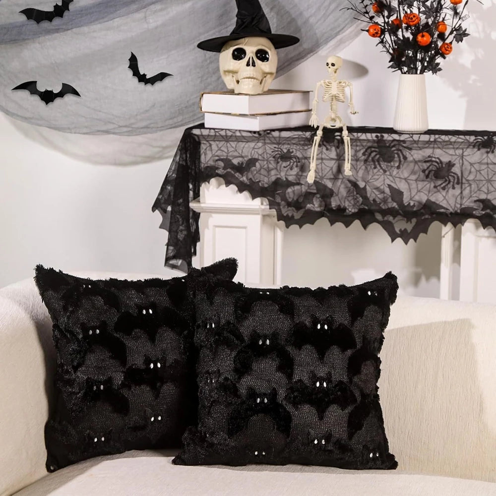 ‌Halloween Ghost Plush Pillowcase (2pc18*18in)Pillow Cover Funny Ghosts Print Cushion Cover Home Decorations Holiday Gifts