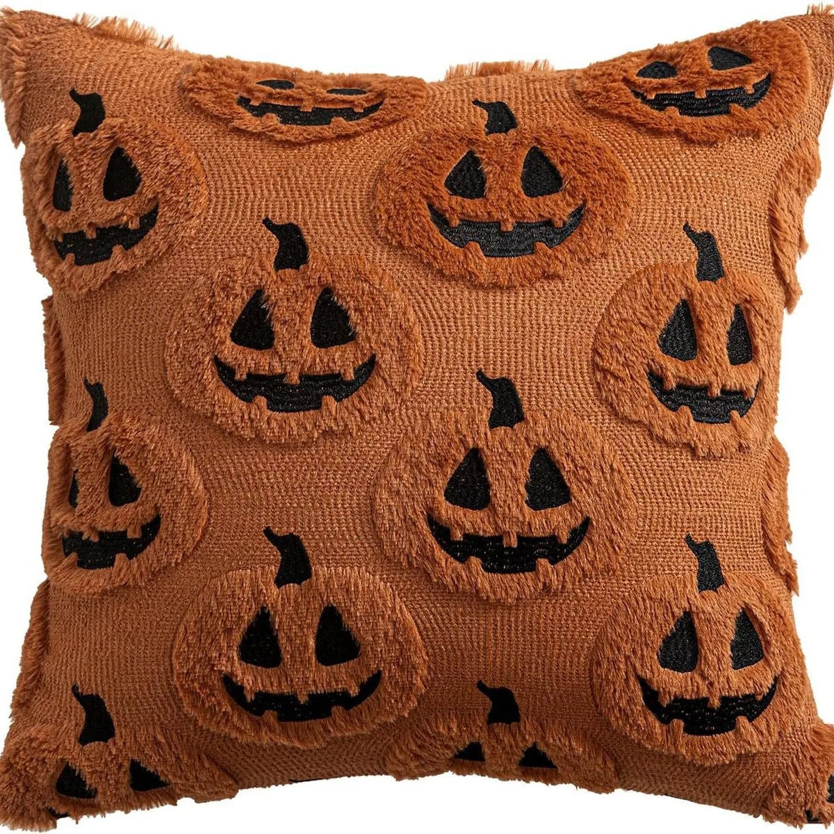 ‌Halloween Ghost Plush Pillowcase (2pc18*18in)Pillow Cover Funny Ghosts Print Cushion Cover Home Decorations Holiday Gifts