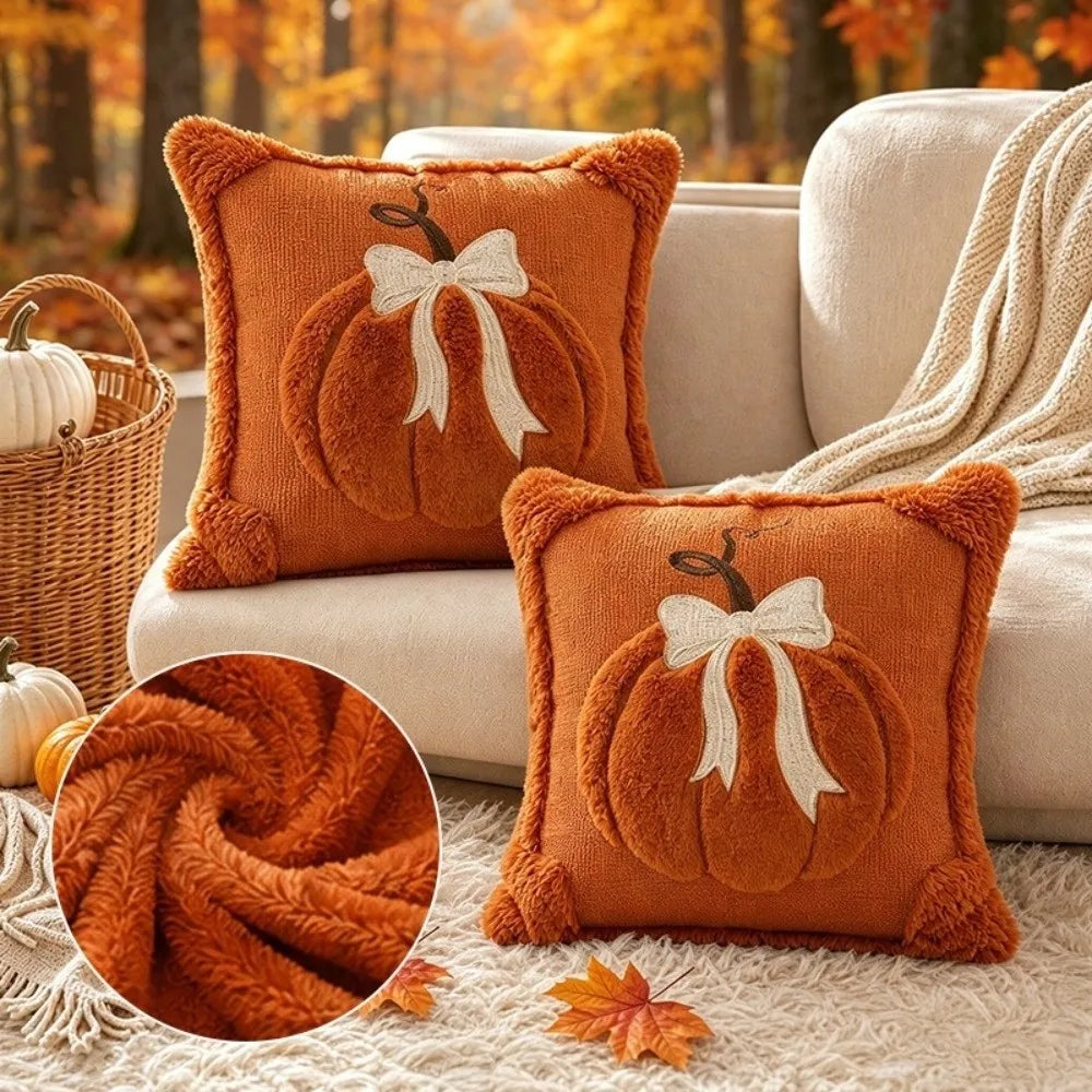 New Halloween Style Throw Pillow Cover Pumpkin Tufted (2psc18*18 in )Cushion Cover Embroidered Pillow Covers Fall Decor