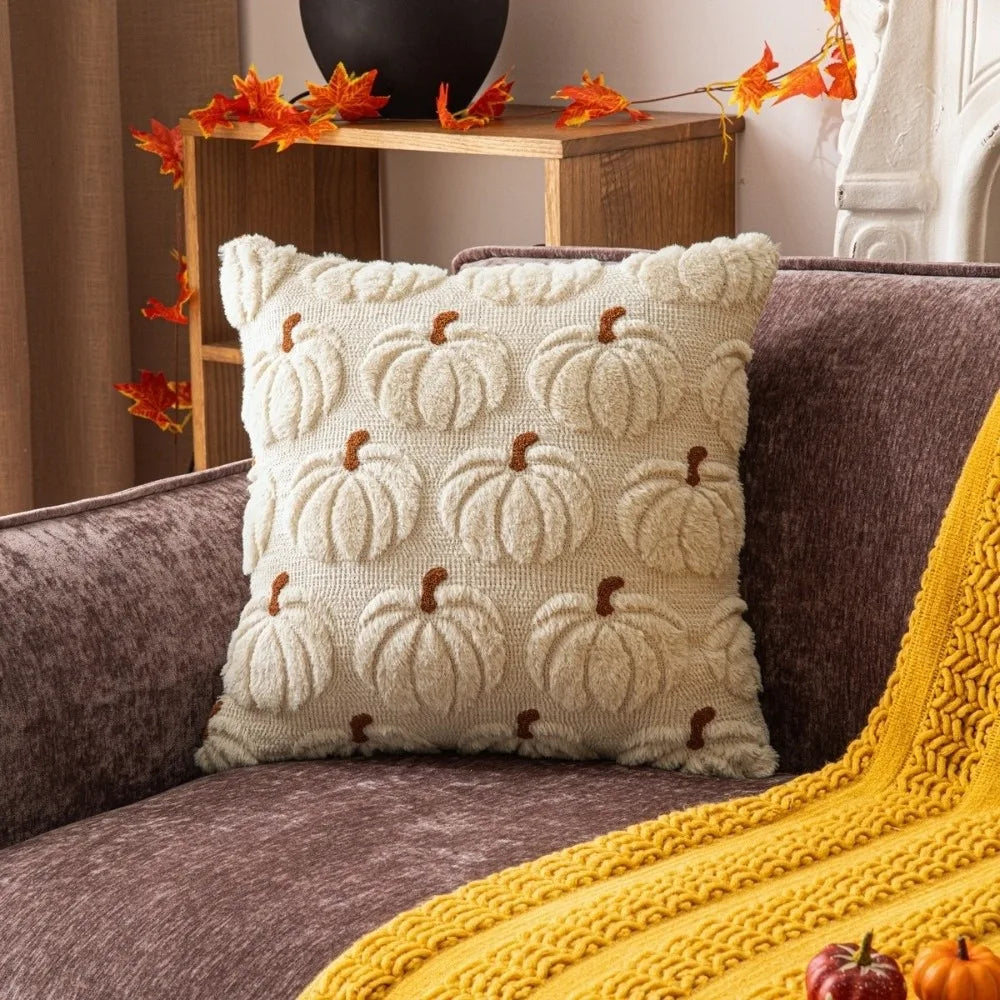New Halloween Style Throw Pillow Cover Pumpkin Tufted (2psc18*18 in )Cushion Cover Embroidered Pillow Covers Fall Decor