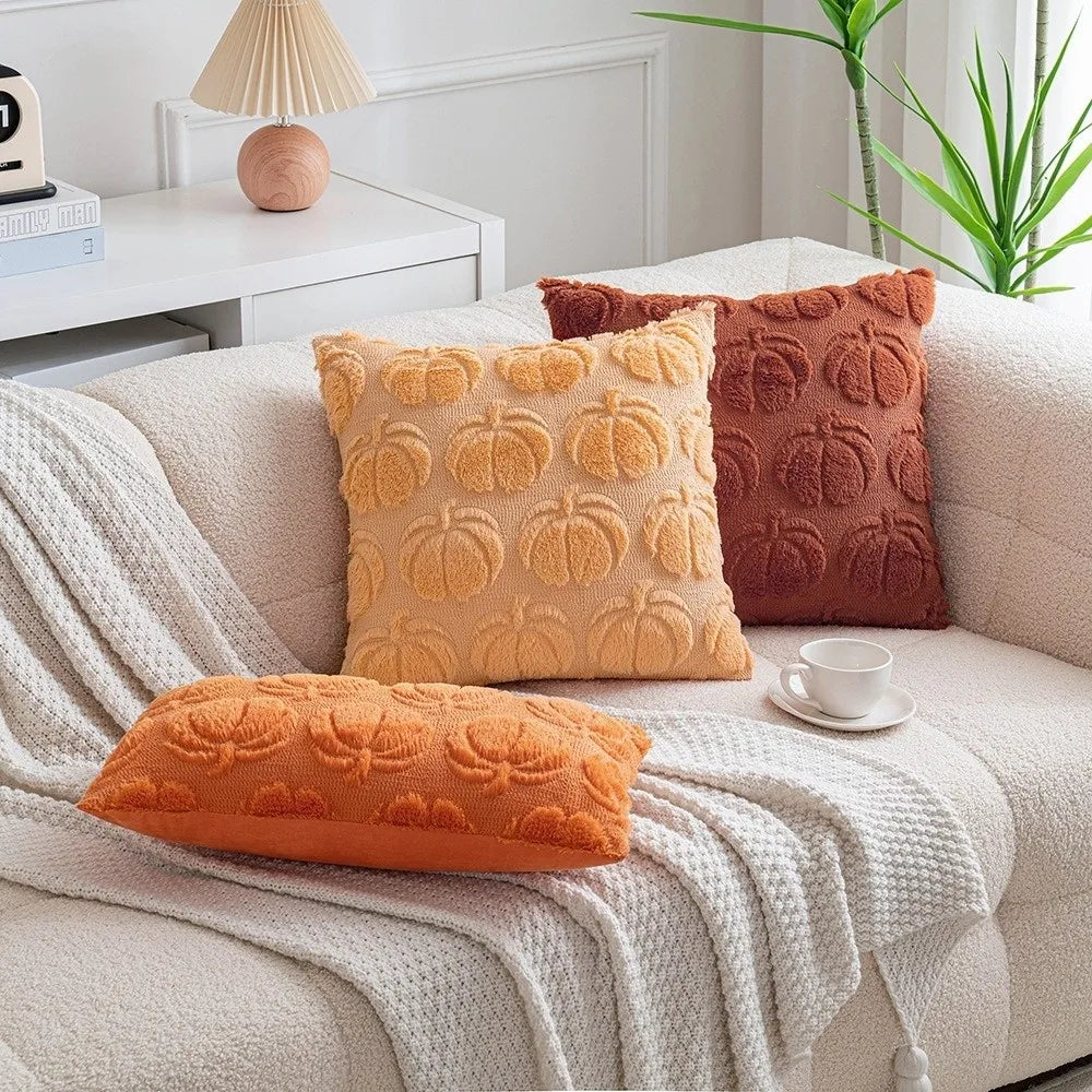 New Halloween Style Throw Pillow Cover Pumpkin Tufted (2psc18*18 in )Cushion Cover Embroidered Pillow Covers Fall Decor