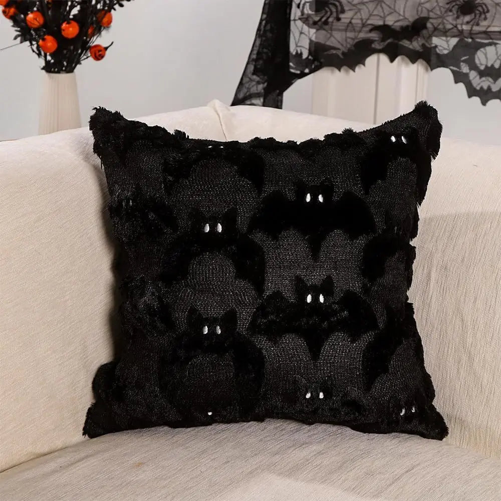 ‌Halloween Ghost Plush Pillowcase (2pc18*18in)Pillow Cover Funny Ghosts Print Cushion Cover Home Decorations Holiday Gifts